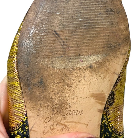 J. Crew Marina Marigold/Black Brocade Pointed Toe Flat Mules - Picture 11 of 11